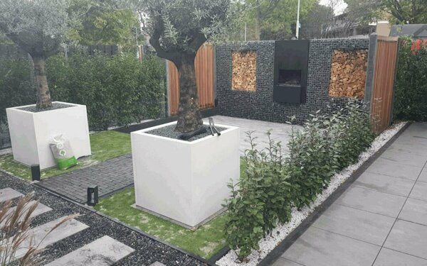 steenkorf met kachel