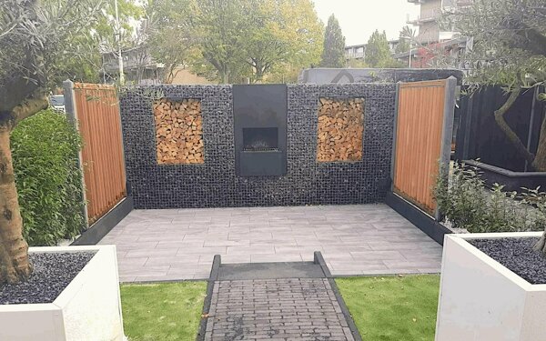 steenkorf met kachel