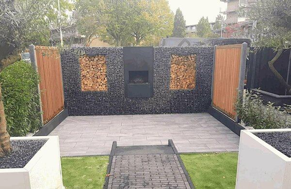 steenkorf met kachel