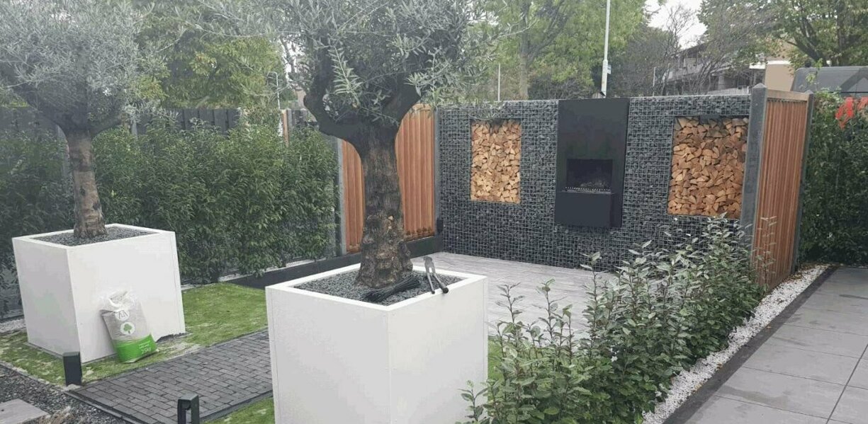 steenkorf met kachel